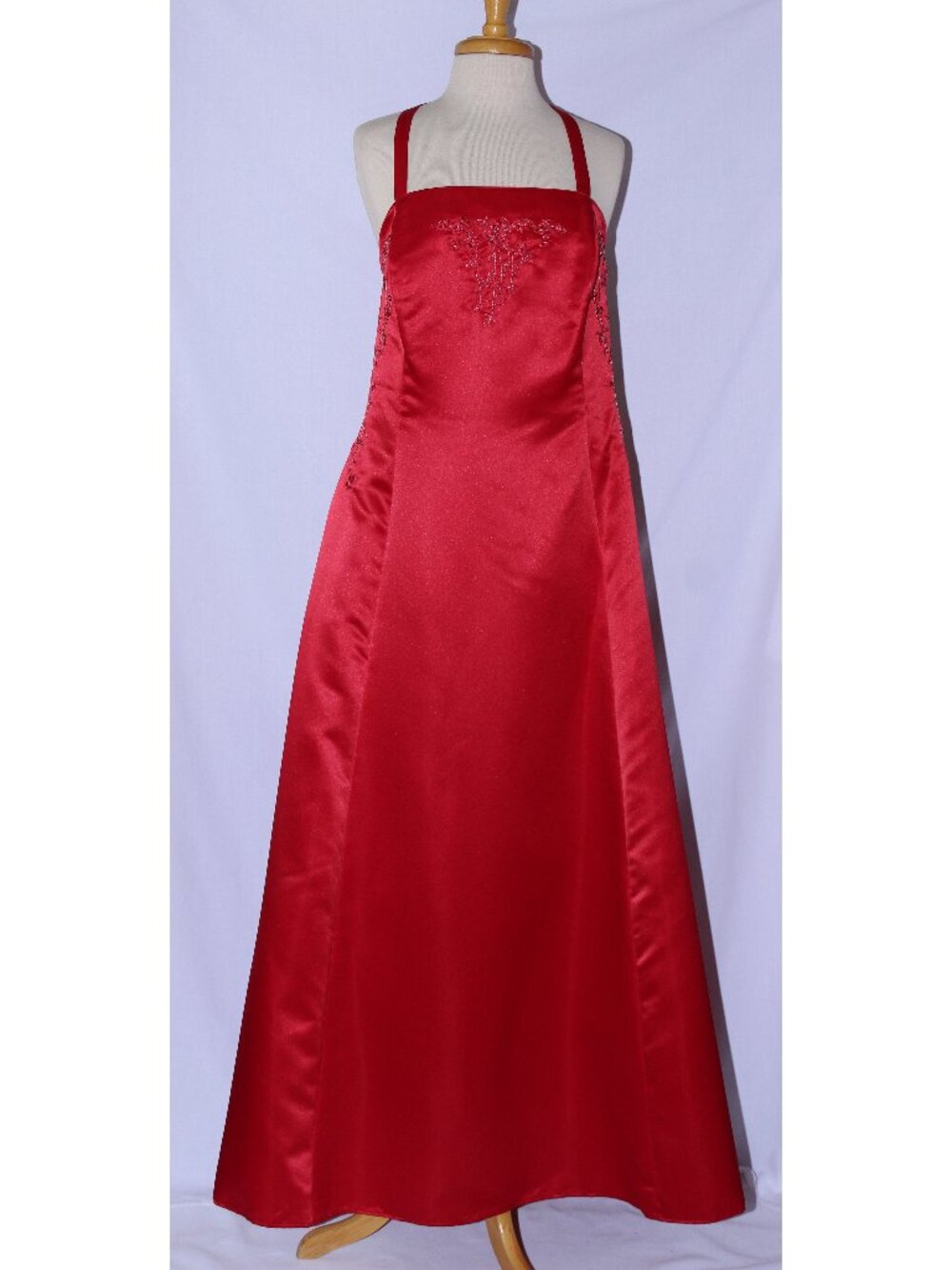 Poly USA #2398 Long Satin Bridesmaid Dress With Embroidery-Size 5X-RED-NWT